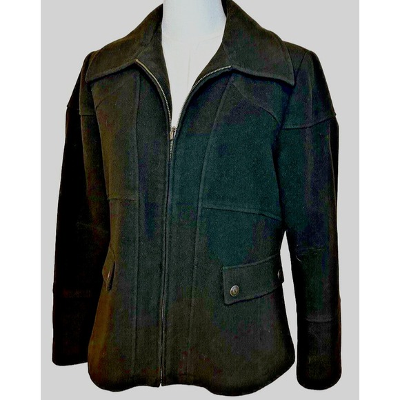 Kristen Blake Jackets & Blazers - Kristen Blake Womens‎ Black Wool Blend Jacket/Coat Satin Lining Sz Small